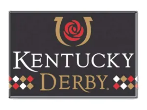 2018 Kentucky Derby Churchill Downs Black Red Tan Metal Refrigerator Magnet