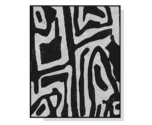 60cmx90cm Abstract Black Artwork Black Frame Canvas Wall Art