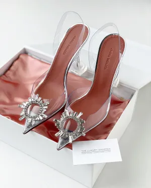 Amina Muaddi Begum Glass Crystal PVC Slingback Pumps