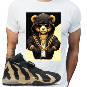 Cool AF Bear T-shirt Matches Prime Time’s Air Diamond Turf Max ’96 Black/Gold