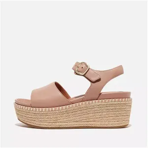 Fitflop Women Eloise Espadrille Leather Back-Strap Wedge Sandals |HS5-A86| Beige Buff