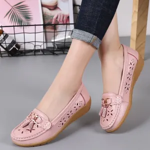 Genuine Leather Tasseled Woman's Flats