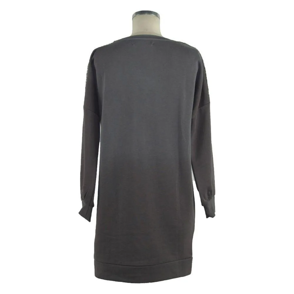 Imperfect Gray Cotton Women Sweatshirt Dress