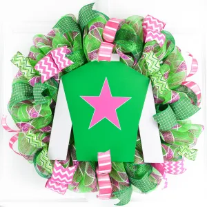 Kentucky Derby Mesh Wreath; Pink Green