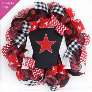 Kentucky Derby Wreath | Jockey Silk Decor | Horse Racing Gift | Red Black White