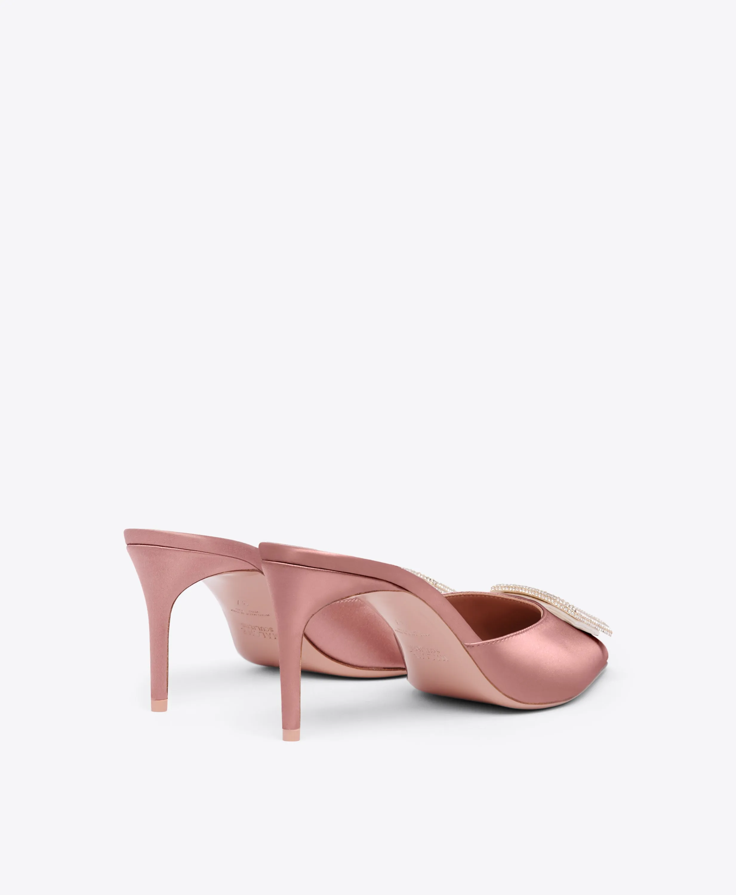 Mona 70 Pink Satin Mules