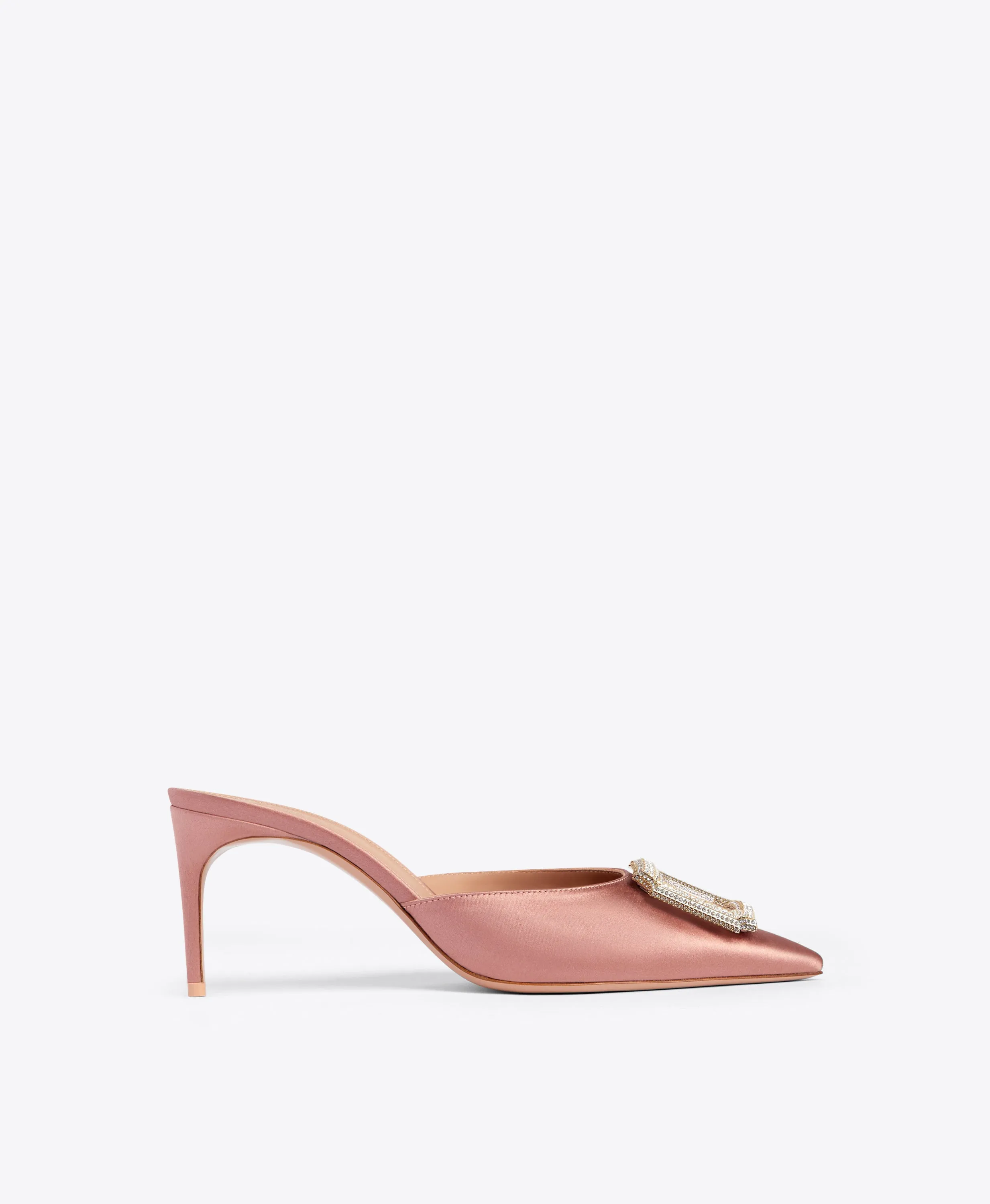 Mona 70 Pink Satin Mules