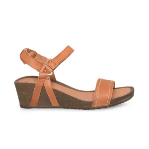 Teva Ysidro Stitch Wedge Cognac Sandals - Women's