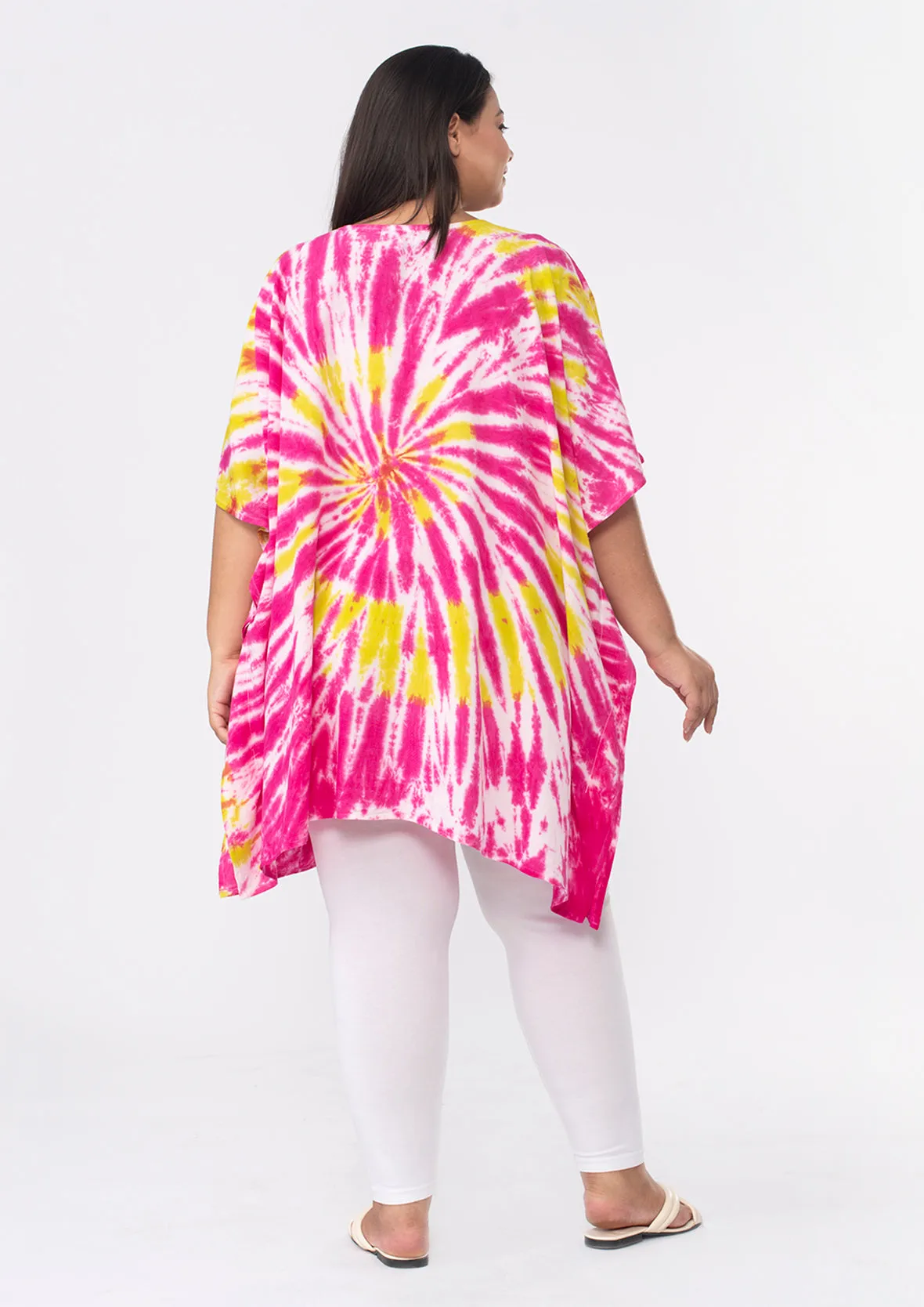 V-Neck Tie-Dye Short Kaftan