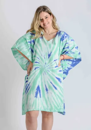 V-Neck Tie-Dye Short Kaftan